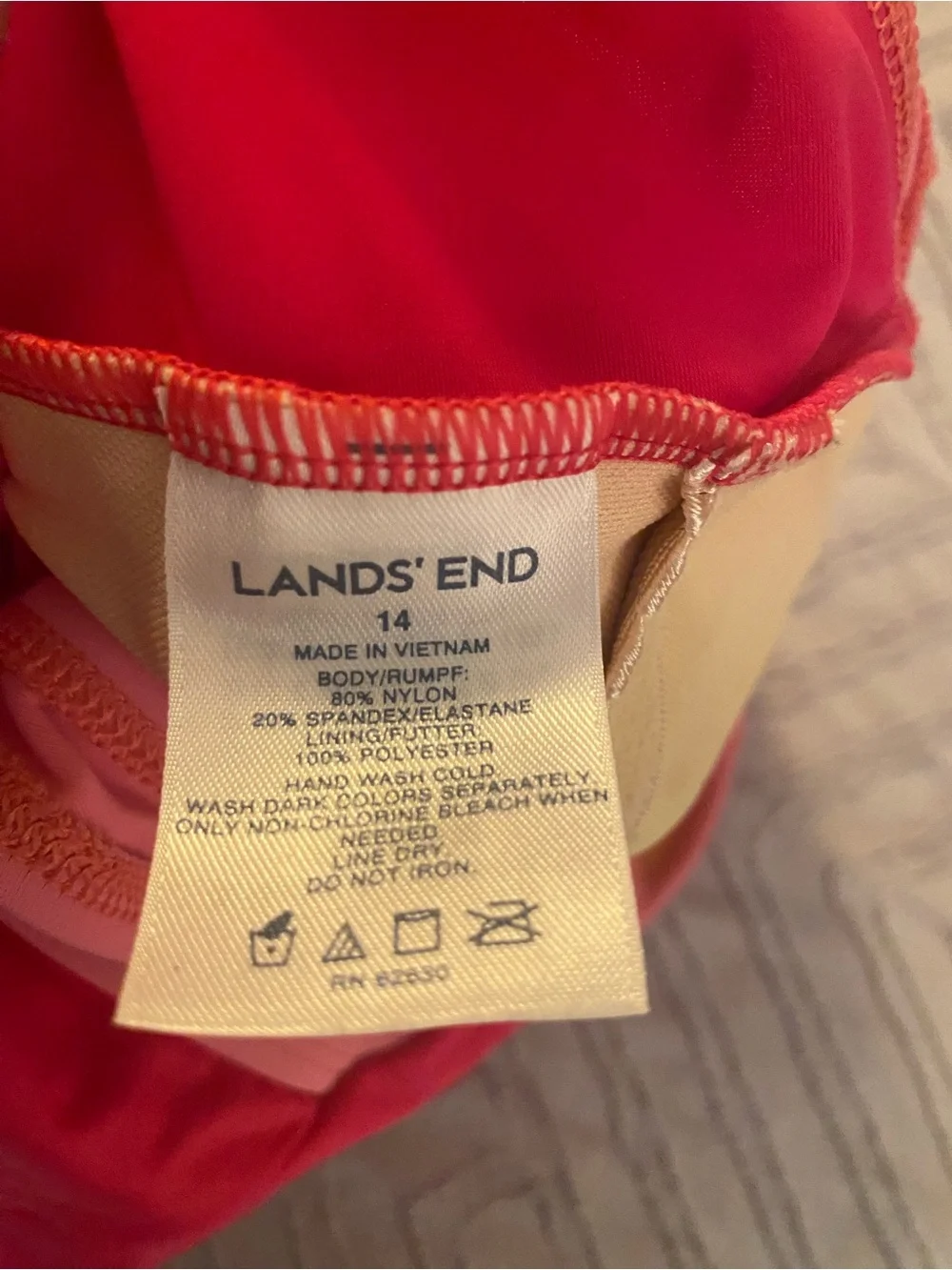 Lands' End size 14 Two-Tone Pink Girls' One-Piece Swimsuit